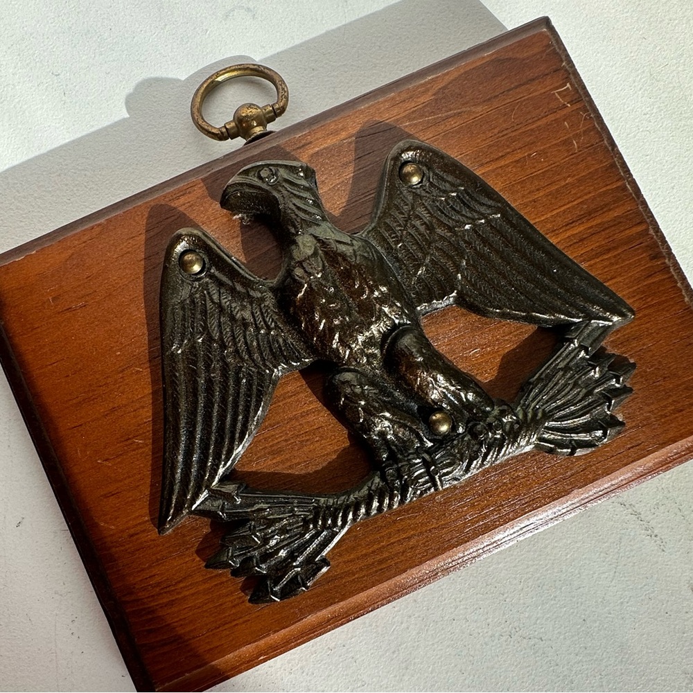 Vintage Wood | Brass Eagle Plaque